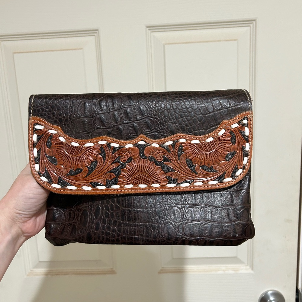 Faux croc Myra clutch